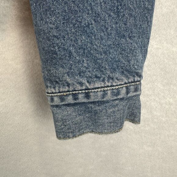 Vintage Geoffrey Beene Flannel Plaid Lined Denim Jacket Leather Collar Men's M - Picture 16 of 16